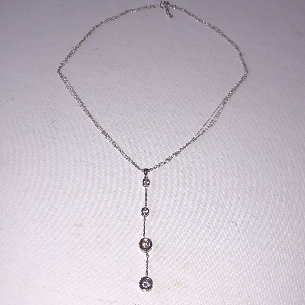 925 Silver Drop Y-Style Pendant Necklace - Elegant Women’s Jewelry